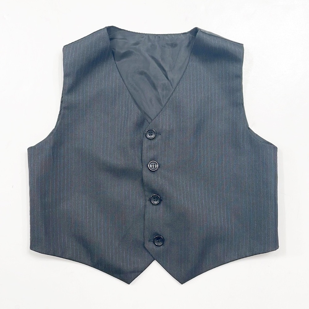 Black/blue striped toddler boys suit vest